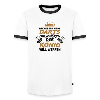 Reichet mir meine Darts ihr Narren - Männer Kontrast-T-Shirt - Weiß/Schwarz - Vorne - AI Model Female 172 light (172cm) & AI Model Male 178 dark (178cm)