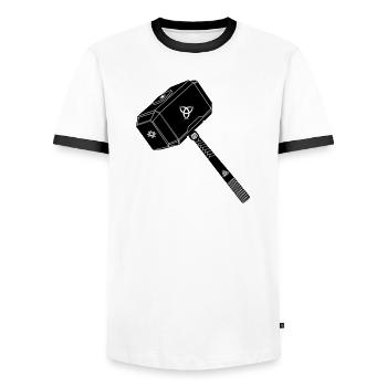 Marteau de thor Thor s avec symboles vikings - T-shirt contrasté Homme - blanc/noir - Devant - AI Model Female 172 light (172cm) & AI Model Male 178 dark (178cm)