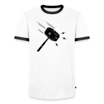 Marteau de thor Thor s marteau Mjolnir foudre stral - T-shirt contrasté Homme - blanc/noir - Devant - AI Model Female 172 light (172cm) & AI Model Male 178 dark (178cm)