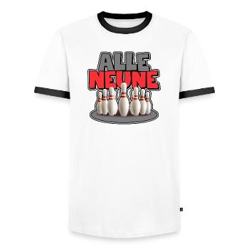 Tous les Nines - T-shirt contrasté Homme - blanc/noir - Devant - AI Model Female 172 light (172cm) & AI Model Male 178 dark (178cm)