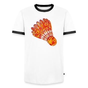 Badminton Badminton Fire Dessin - T-shirt contrasté Homme - blanc/noir - Devant - AI Model Female 172 light (172cm) & AI Model Male 178 dark (178cm)