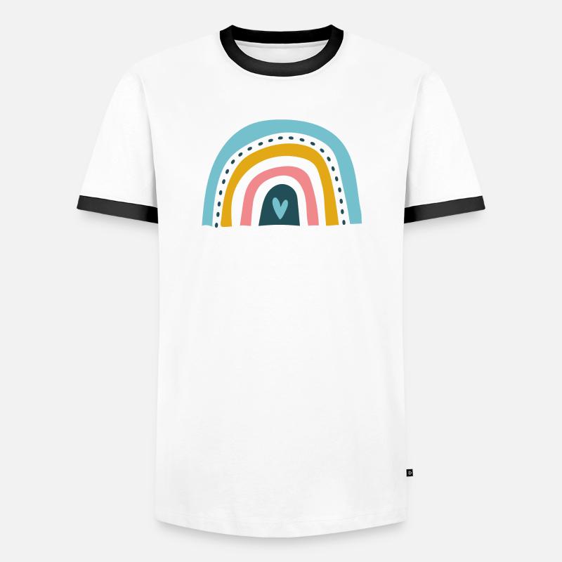 Regenbogen mit Herz - Männer Kontrast-T-Shirt - Weiß/Schwarz