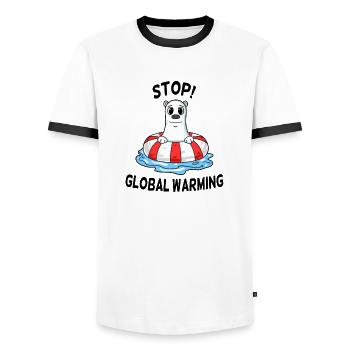 Klimawandel Klimaschutz - Männer Kontrast-T-Shirt - Weiß/Schwarz - Vorne - AI Model Female 172 light (172cm) & AI Model Male 178 dark (178cm)