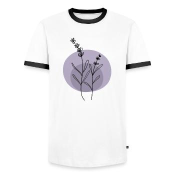 Lavender black purple - Men's Ringer Shirt - white/black - Front - AI Model Female 172 light (172cm) & AI Model Male 178 dark (178cm)