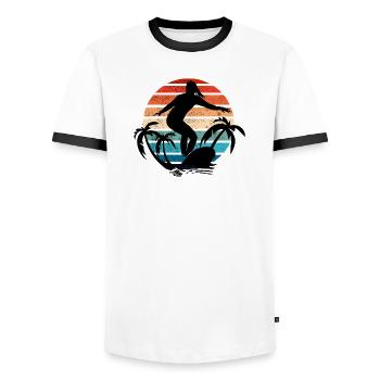 Surfer Girl Coucher de soleil - T-shirt contrasté Homme - blanc/noir - Devant - AI Model Female 172 light (172cm) & AI Model Male 178 dark (178cm)