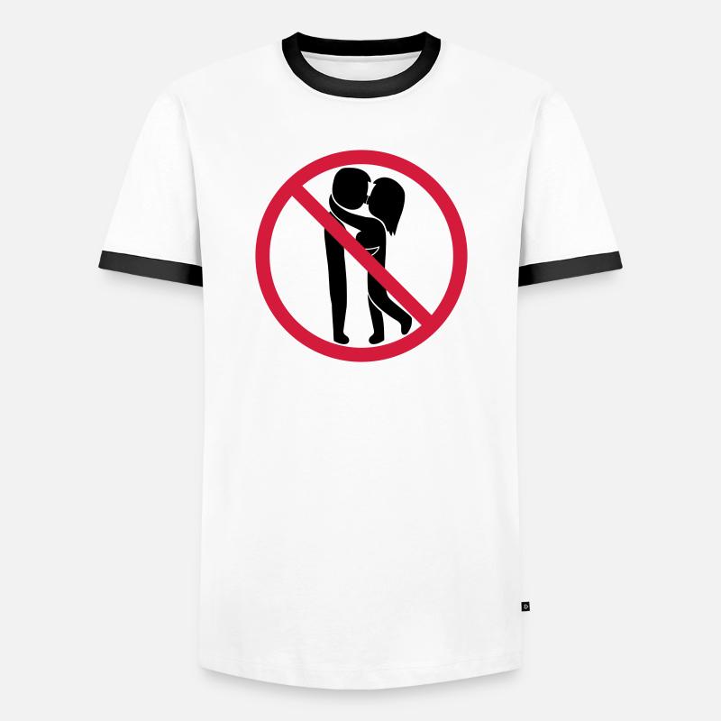 Signe interdit de baiser - T-shirt contrasté Homme - blanc/noir