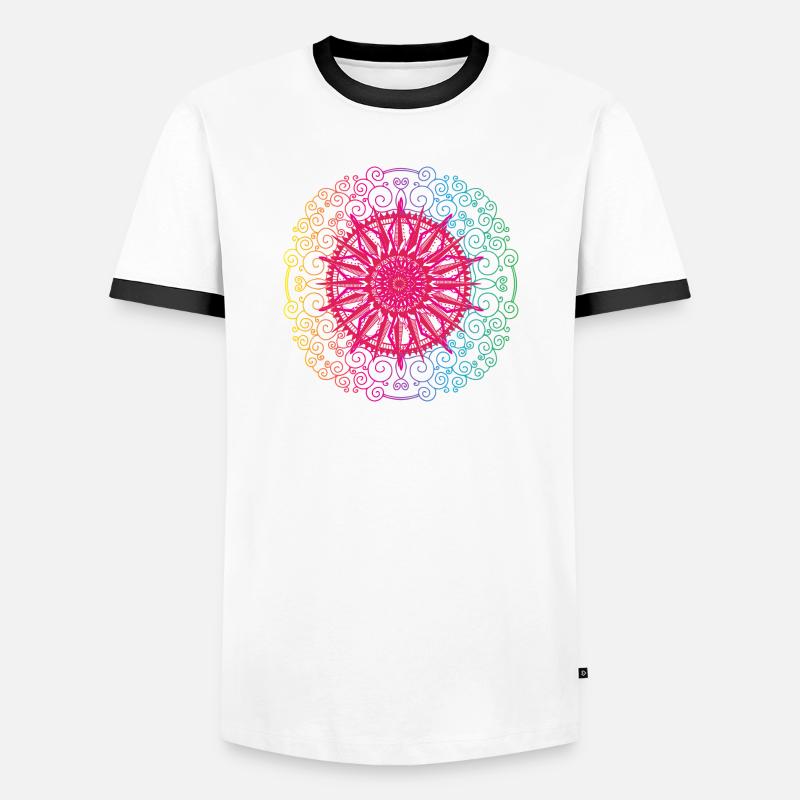 Regenbogen Mandala Gradient Kreis - Männer Kontrast-T-Shirt - Weiß/Schwarz
