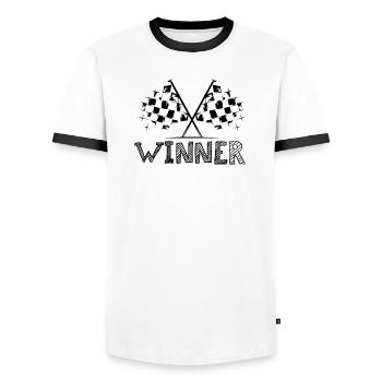 Vainqueur Flag Car Racing Icons Logo icône Équipe - T-shirt contrasté Homme - blanc/noir - Devant - AI Model Female 172 light (172cm) & AI Model Male 178 dark (178cm)
