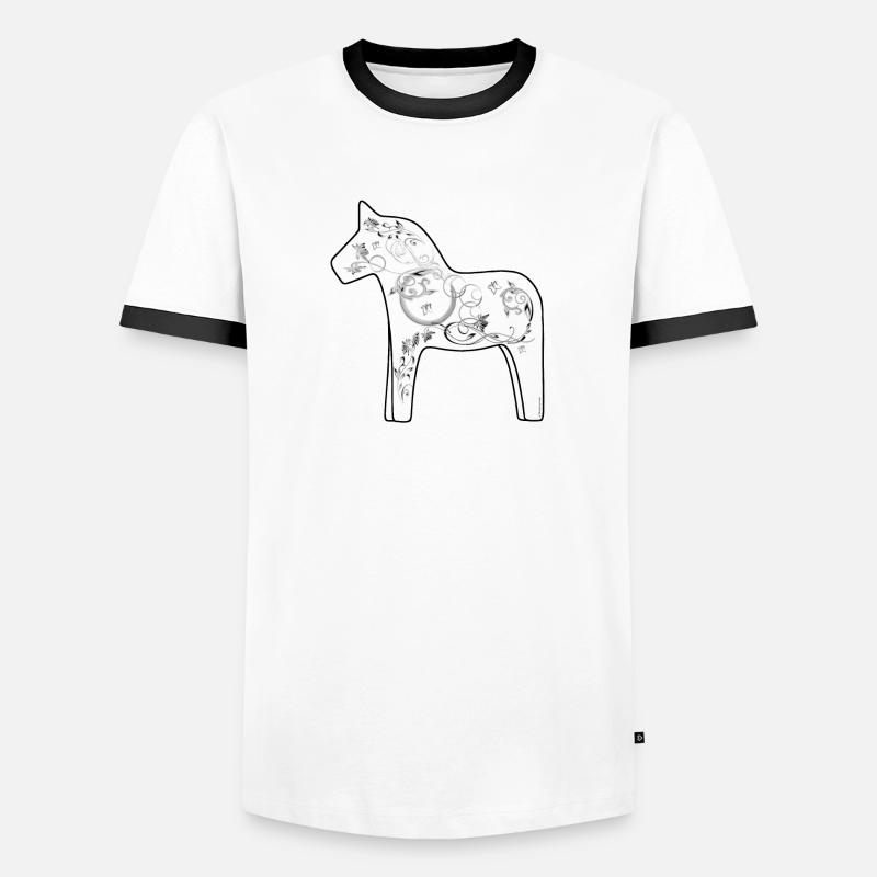 Dala Pferd Schwarz-Weiß - Männer Kontrast-T-Shirt - Weiß/Schwarz