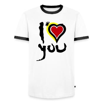 Ich liebe dich Herz Abstrakte Kunst Valentinstag - Männer Kontrast-T-Shirt - Weiß/Schwarz - Vorne - AI Model Female 172 light (172cm) & AI Model Male 178 dark (178cm)