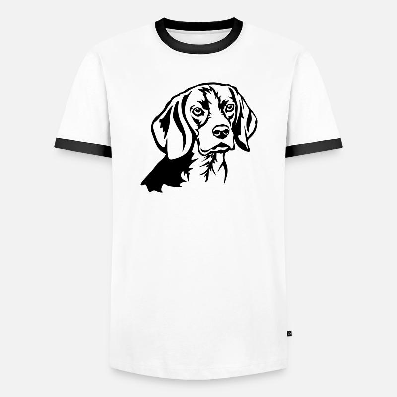 Beagle Kopf - Männer Kontrast-T-Shirt - Weiß/Schwarz