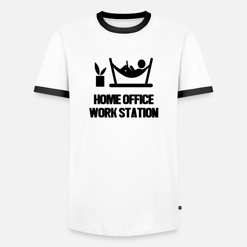 Laptop Wfh Home Office Statement Arbeitsplatz - Männer Kontrast-T-Shirt - Weiß/Schwarz