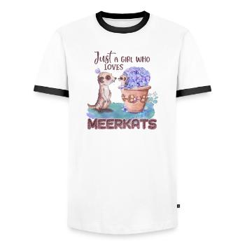 Just a girl who loves meerkats | girl design - Men's Ringer Shirt - white/black - Front - AI Model Female 172 light (172cm) & AI Model Male 178 dark (178cm)