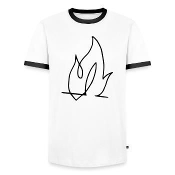 Flamme, Feuer !!! - Männer Kontrast-T-Shirt - Weiß/Schwarz - Vorne - AI Model Female 172 light (172cm) & AI Model Male 178 dark (178cm)
