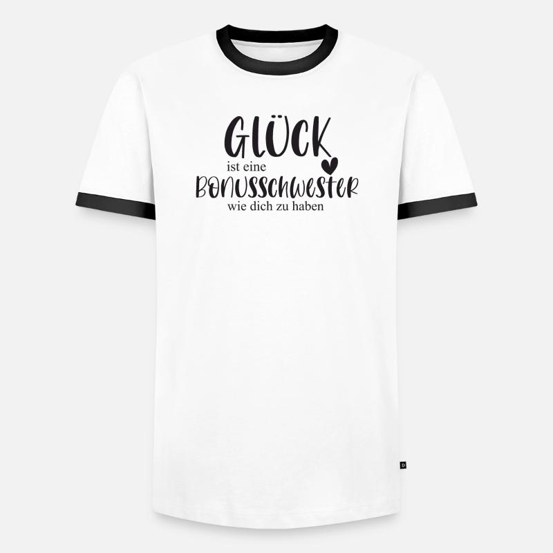 Bonusschwester Glück Geschenk Schwester Danke - Männer Kontrast-T-Shirt - Weiß/Schwarz