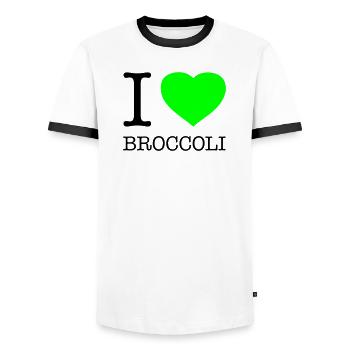 I LOVE BROCCOLI Broccoli Vegetables - Men's Ringer Shirt - white/black - Front - AI Model Female 172 light (172cm) & AI Model Male 178 dark (178cm)