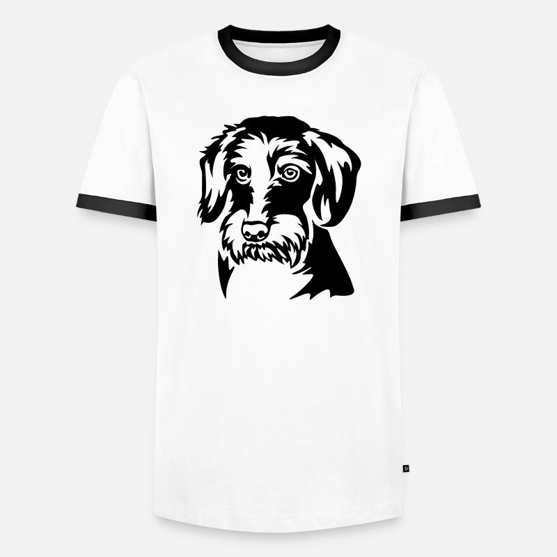 Dackel Kopf - Männer Kontrast-T-Shirt - Weiß/Schwarz