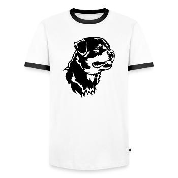 Rottweiler Head - Men's Ringer Shirt - white/black - Front - AI Model Female 172 light (172cm) & AI Model Male 178 dark (178cm)