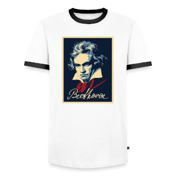 Beethoven - Men's Ringer Shirt - white/black - Front - AI Model Female 172 light (172cm) & AI Model Male 178 dark (178cm)