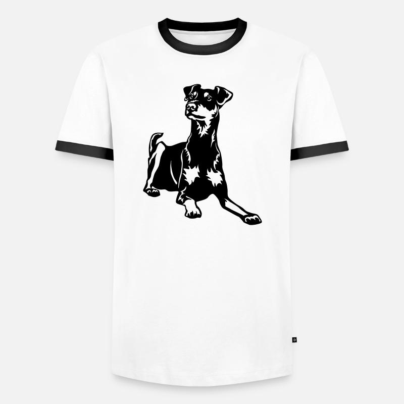 Deutscher Pinscher - Männer Kontrast-T-Shirt - Weiß/Schwarz