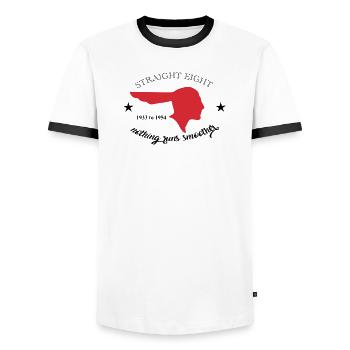 Straight Eight - Männer Kontrast-T-Shirt - Weiß/Schwarz - Vorne - AI Model Female 172 light (172cm) & AI Model Male 178 dark (178cm)