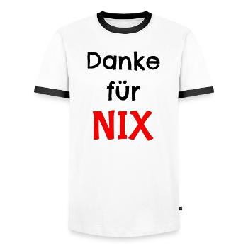 Ausdrucksstarkes NIX-Design in Rot und Schwarz - Männer Kontrast-T-Shirt - Weiß/Schwarz - Vorne - AI Model Female 172 light (172cm) & AI Model Male 178 dark (178cm)