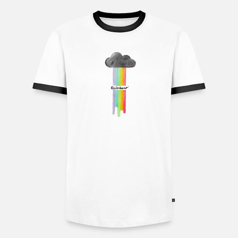 Rainbow Cloud Drops - Men's Ringer Shirt - white/black