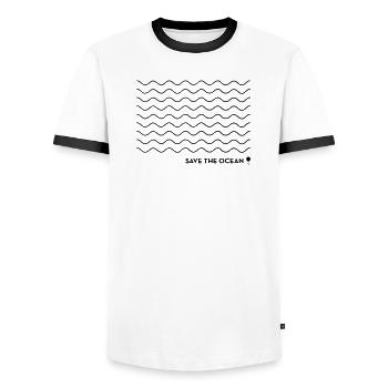 Save the ocean! - Männer Kontrast-T-Shirt - Weiß/Schwarz - Vorne - AI Model Female 172 light (172cm) & AI Model Male 178 dark (178cm)