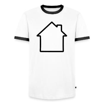 House simple logo - Men's Ringer Shirt - white/black - Front - AI Model Female 172 light (172cm) & AI Model Male 178 dark (178cm)