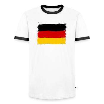 Deutschland Farben schwarz rot gold - Männer Kontrast-T-Shirt - Weiß/Schwarz - Vorne - AI Model Female 172 light (172cm) & AI Model Male 178 dark (178cm)