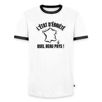 alcool, alcool humour, buveur de compétition - T-shirt contrasté Homme - blanc/noir - Devant - AI Model Female 172 light (172cm) & AI Model Male 178 dark (178cm)