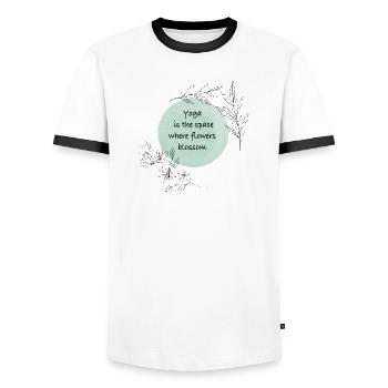 Yoga - T-shirt contrasté Homme - blanc/noir - Devant - AI Model Female 172 light (172cm) & AI Model Male 178 dark (178cm)