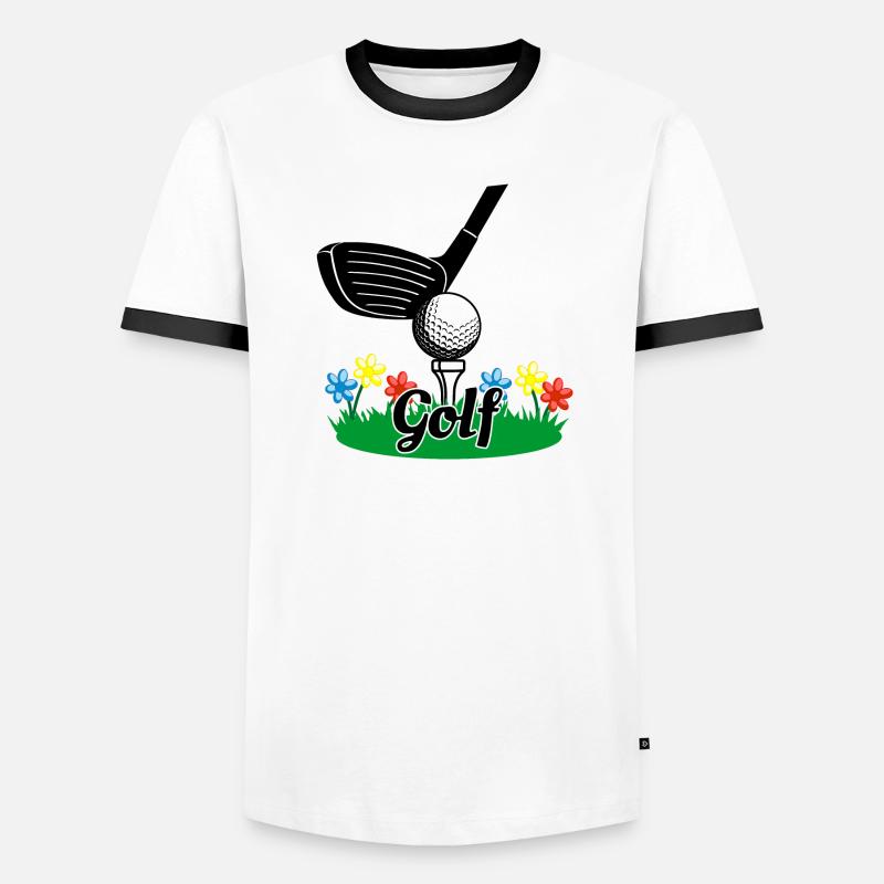 Golfschläger - Männer Kontrast-T-Shirt - Weiß/Schwarz