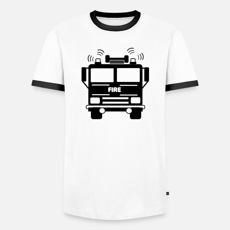 Fire truck front view - Men's Ringer Shirt - white/black