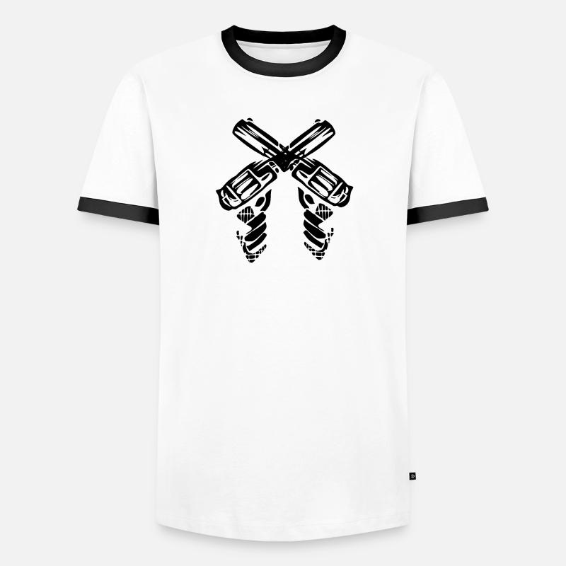 Abstract Geometry Spiral Design - Men's Ringer Shirt - white/black