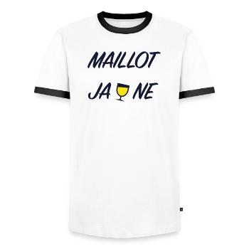 Maillot jaune - T-shirt contrasté Homme - blanc/noir - Devant - AI Model Female 172 light (172cm) & AI Model Male 178 dark (178cm)