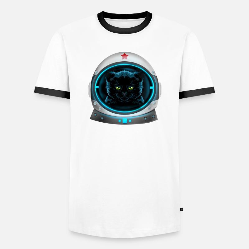 angry space cat astronaut - Men's Ringer Shirt - white/black