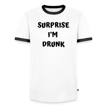 Texte drôle d’ivrogne - T-shirt contrasté Homme - blanc/noir - Devant - AI Model Female 172 light (172cm) & AI Model Male 178 dark (178cm)