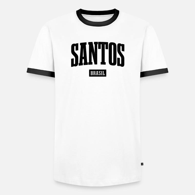 Santos Brasil Bold Lettering - Men's Ringer Shirt - white/black
