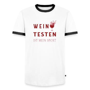Wein Tester Design - Männer Kontrast-T-Shirt - Weiß/Schwarz - Vorne - AI Model Female 172 light (172cm) & AI Model Male 178 dark (178cm)