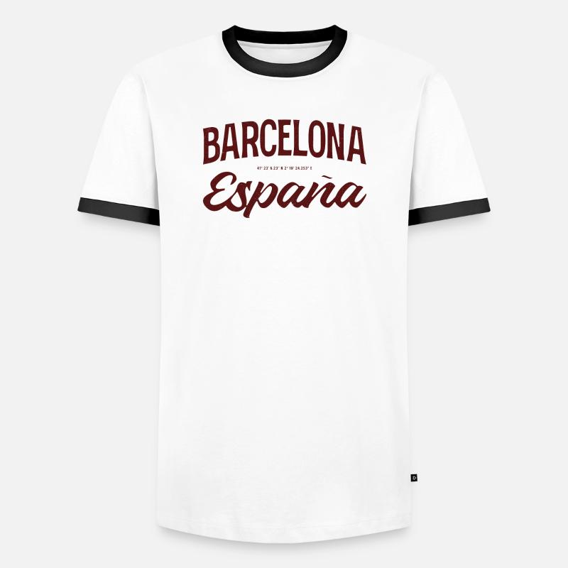 Barcelona Spanien Script Logo - Männer Kontrast-T-Shirt - Weiß/Schwarz