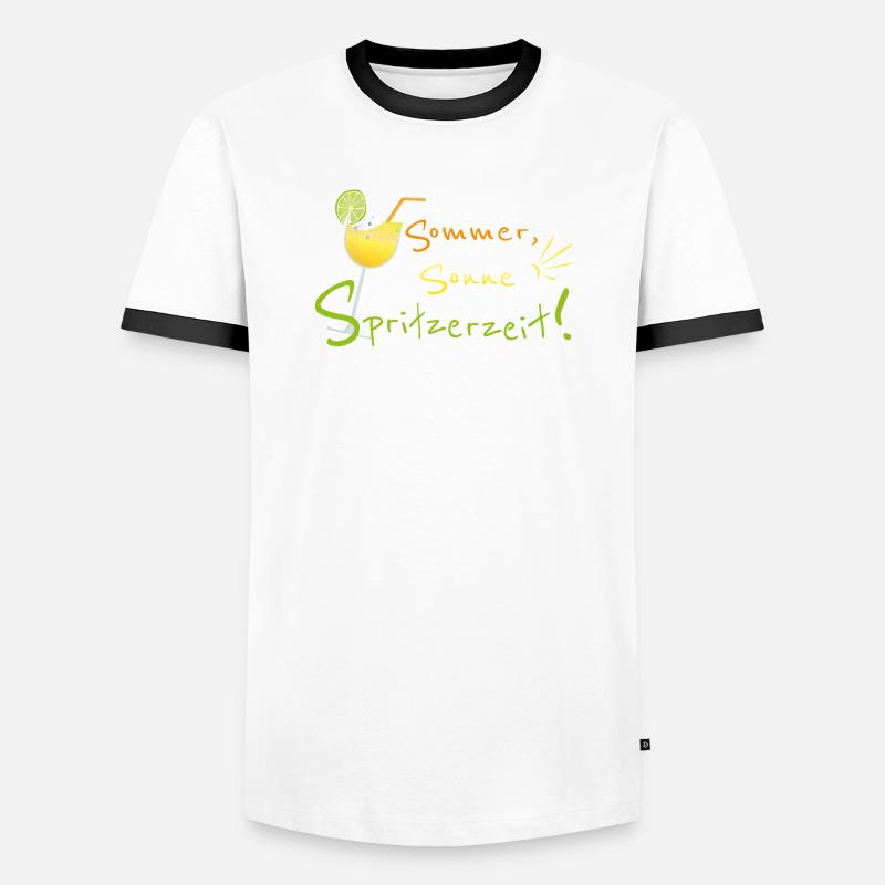 Sommer, Sonne, Spritzerzeit! Weinglas - Männer Kontrast-T-Shirt - Weiß/Schwarz