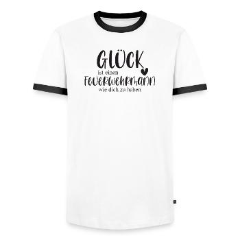 Feuerwehrmann Freiwillige Feuerwehr Ehrenamt - Männer Kontrast-T-Shirt - Weiß/Schwarz - Vorne - AI Model Female 172 light (172cm) & AI Model Male 178 dark (178cm)