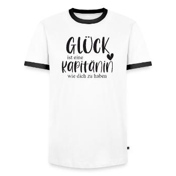 Kapitänin Fußball Sport Schiff Sportart Geschenk - Männer Kontrast-T-Shirt - Weiß/Schwarz - Vorne - AI Model Female 172 light (172cm) & AI Model Male 178 dark (178cm)