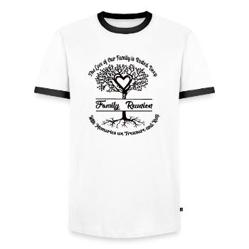 Réunion de famille L’amour de notre famille - T-shirt contrasté Homme - blanc/noir - Devant - AI Model Female 172 light (172cm) & AI Model Male 178 dark (178cm)