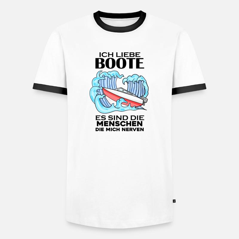 Motorboot Kapitän Bootsführerschein - Männer Kontrast-T-Shirt - Weiß/Schwarz