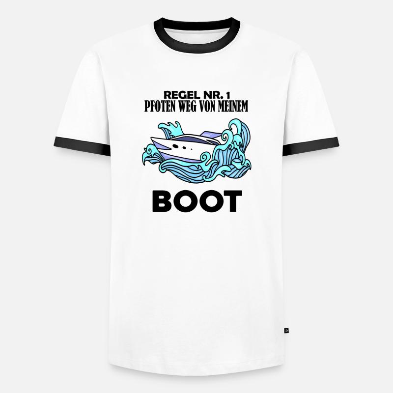 Motorboot Kapitän Boot Boote Seefahrt - Männer Kontrast-T-Shirt - Weiß/Schwarz