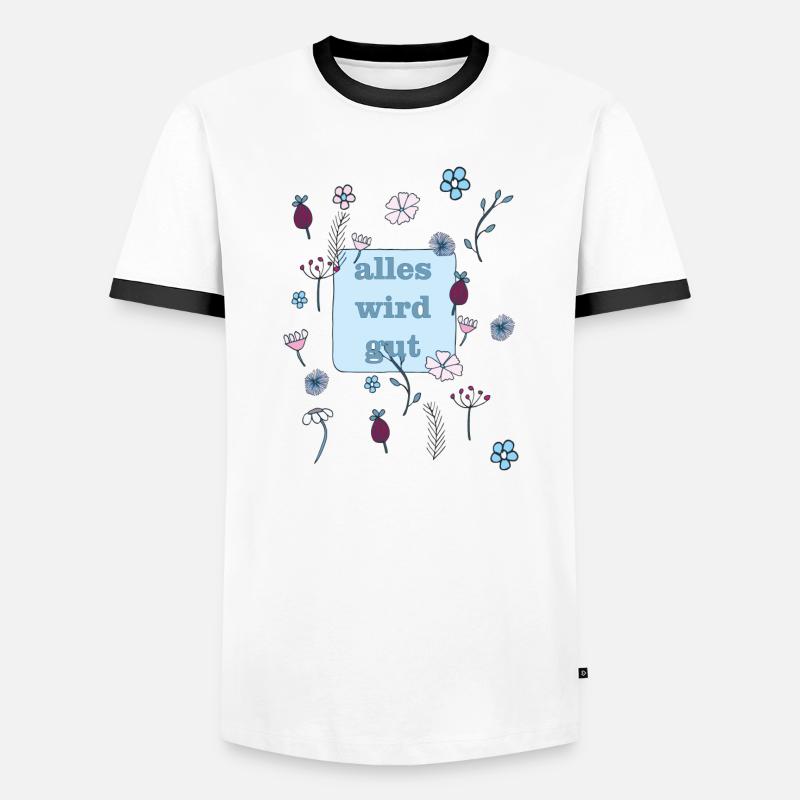 everything will be good in blue - Men's Ringer Shirt - white/black