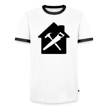 Carpenter tool logo house building - Men's Ringer Shirt - white/black - Front - AI Model Female 172 light (172cm) & AI Model Male 178 dark (178cm)