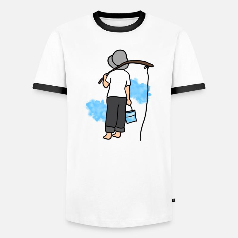 Fischer Junge - Männer Kontrast-T-Shirt - Weiß/Schwarz